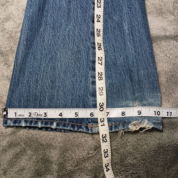 Vintage RARE Abercrombie Fitch Flared Jeans Trashed Thrashed Low Rise Distressed - Picture 6 of 16